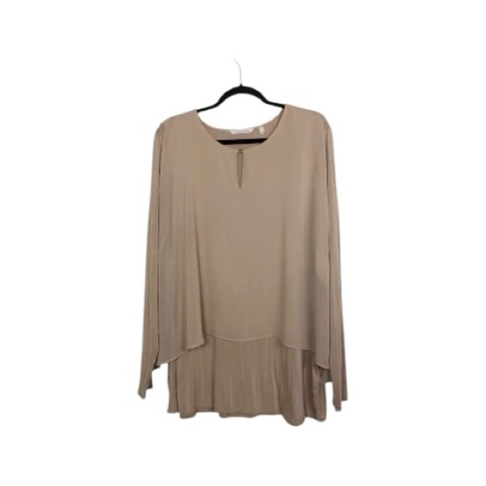 Soft Surroundings. Beige Layered Chiffon Long Sleeves Tunic Top 1X